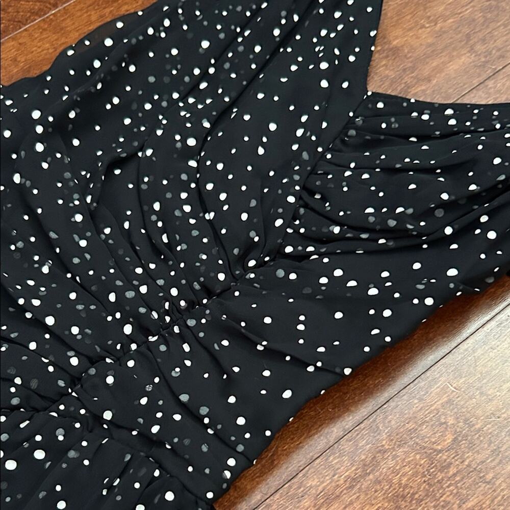 Vintage 80s New Leaf Black and White Polka Dot Dress, Strappy Back, Size XXS/XS - Picture 4 of 13